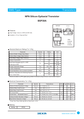 BSP20A Datasheet PDF KEXIN Industrial