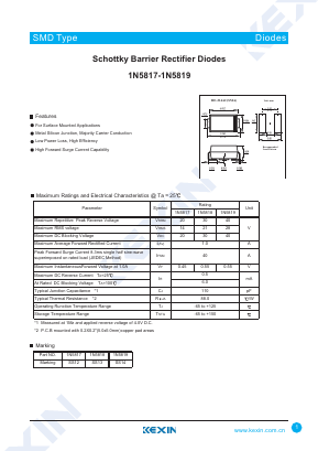1N5818 Datasheet PDF KEXIN Industrial