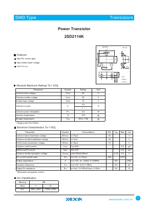 2SD2114K Datasheet PDF KEXIN Industrial