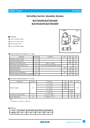 BAT854CW Datasheet PDF KEXIN Industrial