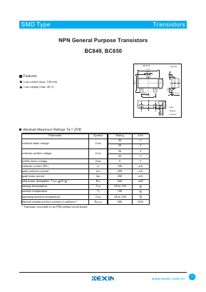 BC850B Datasheet PDF KEXIN Industrial