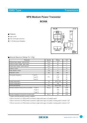 BC868 Datasheet PDF KEXIN Industrial