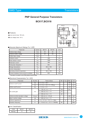 BCX18 Datasheet PDF KEXIN Industrial