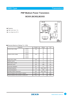 BCX51-10 Datasheet PDF KEXIN Industrial