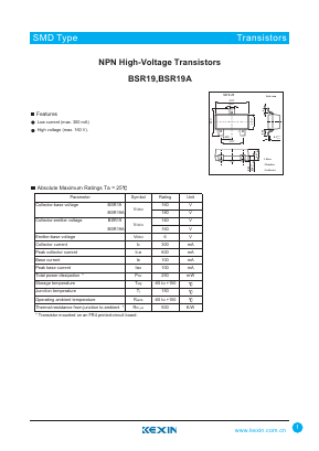 BSR19 Datasheet PDF KEXIN Industrial