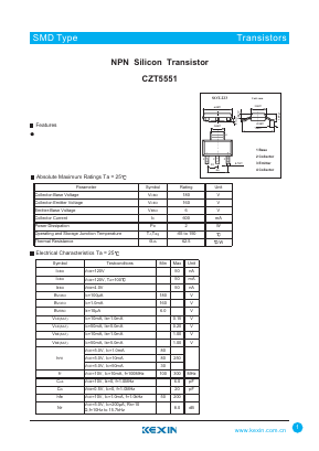 CZT5551 Datasheet PDF KEXIN Industrial