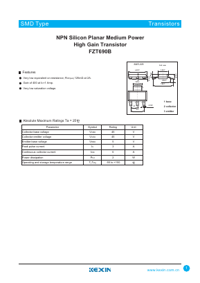 FZT690B Datasheet PDF KEXIN Industrial
