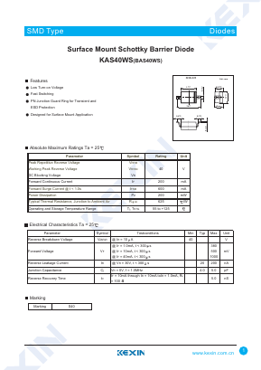 BAS40WS Datasheet PDF KEXIN Industrial