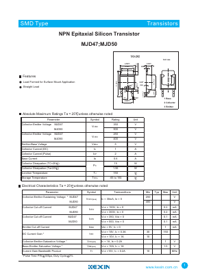 MJD47 Datasheet PDF KEXIN Industrial