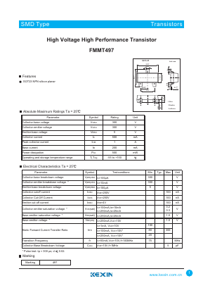 FMMT497 Datasheet PDF KEXIN Industrial