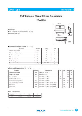 2SA1256 Datasheet PDF KEXIN Industrial