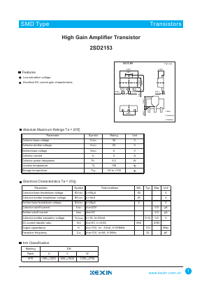 D2153 Datasheet PDF KEXIN Industrial