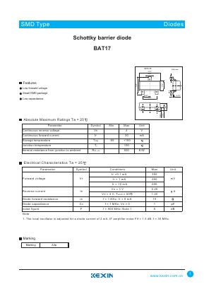 BAT17 Datasheet PDF KEXIN Industrial