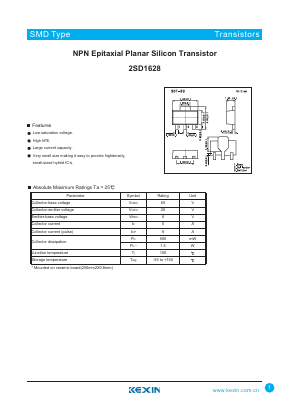 2SD1628 Datasheet PDF KEXIN Industrial