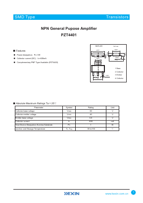 PZT4401 Datasheet PDF KEXIN Industrial