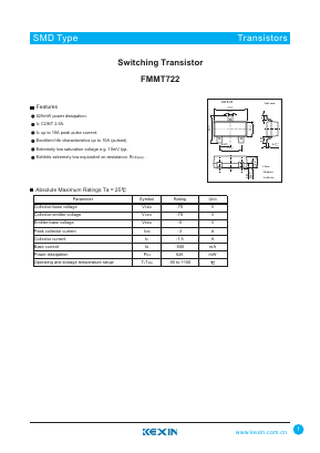 FMMT722 Datasheet PDF KEXIN Industrial