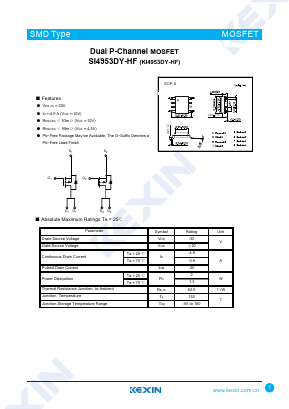 KI4953DY-HF Datasheet PDF KEXIN Industrial