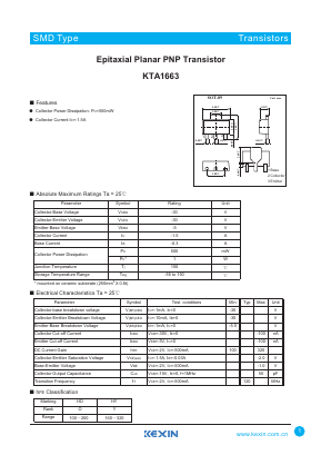 KTA1663 Datasheet PDF KEXIN Industrial