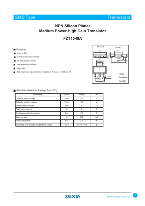 FZT1049A Datasheet PDF KEXIN Industrial