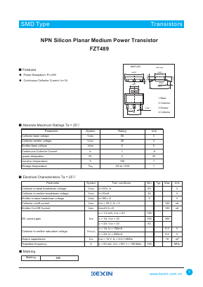 FZT489 Datasheet PDF KEXIN Industrial