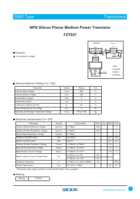 FZT657 Datasheet PDF KEXIN Industrial