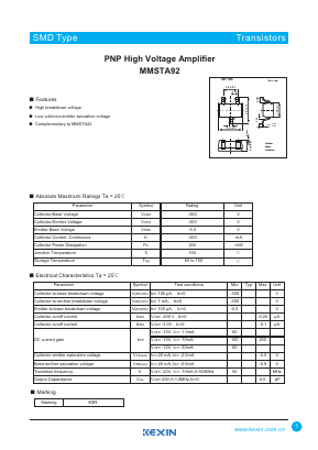 MMSTA92 Datasheet PDF KEXIN Industrial