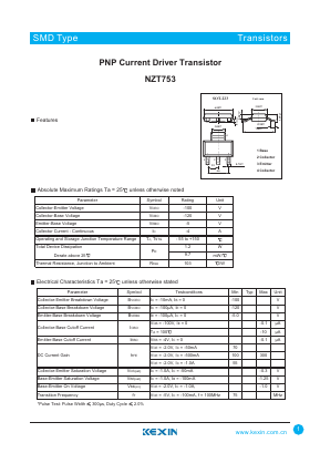 NZT753 Datasheet PDF KEXIN Industrial