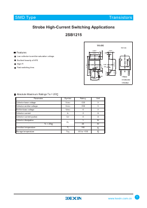 2SB1215 Datasheet PDF KEXIN Industrial