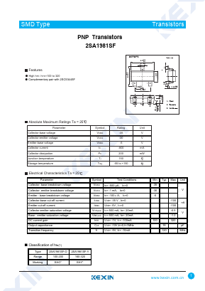 2SA1981SF-O Datasheet PDF KEXIN Industrial