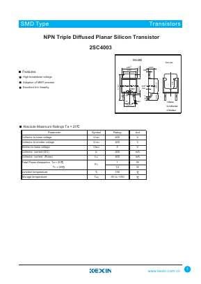 2SC4003 Datasheet PDF KEXIN Industrial