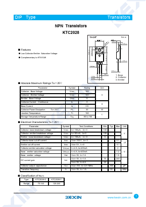 KTC2028-O Datasheet PDF KEXIN Industrial