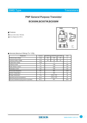 BC857W Datasheet PDF KEXIN Industrial