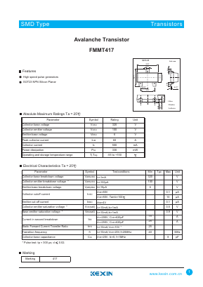 FMMT417 Datasheet PDF KEXIN Industrial