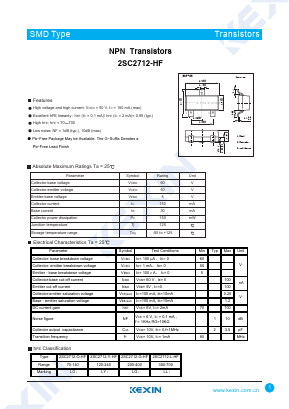 2SC2712-Y-HF Datasheet PDF KEXIN Industrial