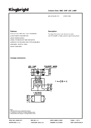 APL3015SURC-F01 Datasheet PDF Kingbright