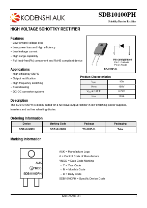 SDB10100PH-1 Datasheet PDF Kodenshi Auk Co., LTD