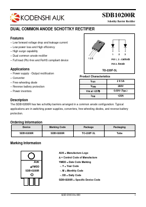 SDB10200R Datasheet PDF Kodenshi Auk Co., LTD