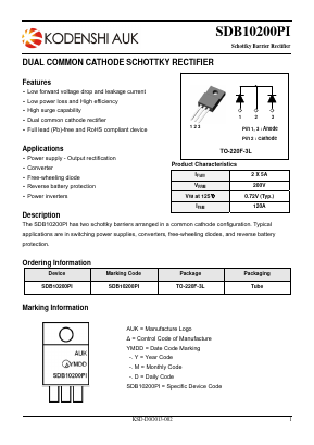 SDB10200PI Datasheet PDF Kodenshi Auk Co., LTD