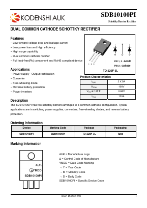 SDB10100PI-1 Datasheet PDF Kodenshi Auk Co., LTD