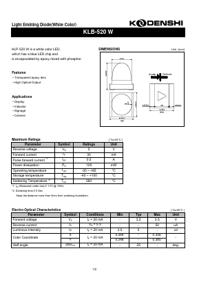 KLB-520W Datasheet PDF Kodenshi Auk Co., LTD