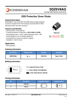SDZ6V8AQ Datasheet PDF Kodenshi Auk Co., LTD