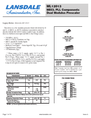 ML12013P Datasheet PDF LANSDALE Semiconductor Inc.
