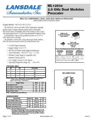 ML12034PP Datasheet PDF LANSDALE Semiconductor Inc.