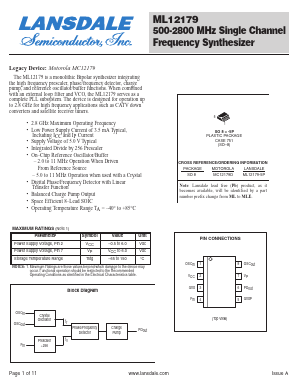 MC12179D Datasheet PDF LANSDALE Semiconductor Inc.