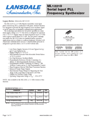 MC12210D Datasheet PDF LANSDALE Semiconductor Inc.