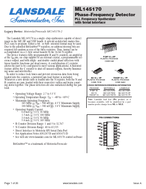 MC145170P2 Datasheet PDF LANSDALE Semiconductor Inc.