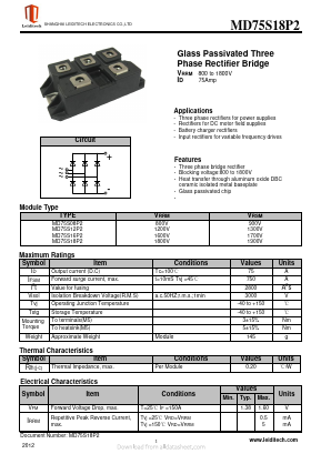 MD75S08P2 Datasheet PDF Shanghai Leiditech Electronic Technology Co., Ltd