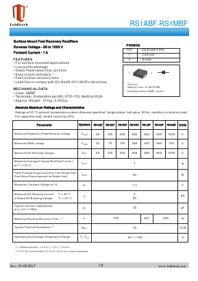 RS1ABF Datasheet PDF Shanghai Leiditech Electronic Technology Co., Ltd