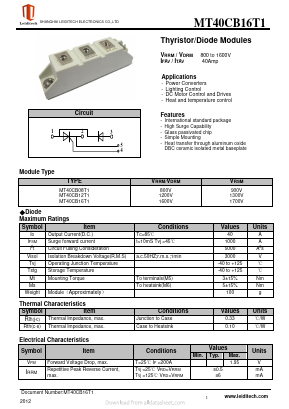 MT40CB12T1 Datasheet PDF Shanghai Leiditech Electronic Technology Co., Ltd