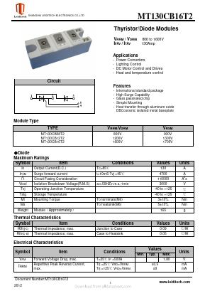 MT130CB16T2 Datasheet PDF Shanghai Leiditech Electronic Technology Co., Ltd